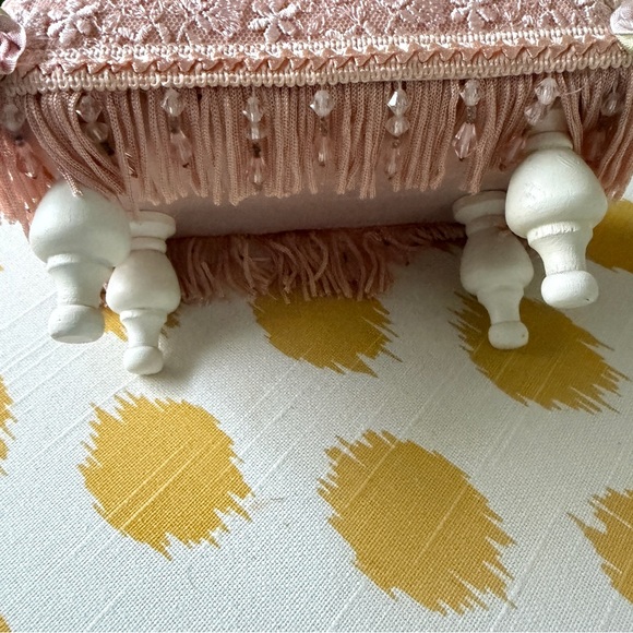 Pink Lace Decorative Footstool Pin cushion - Picture 3 of 7